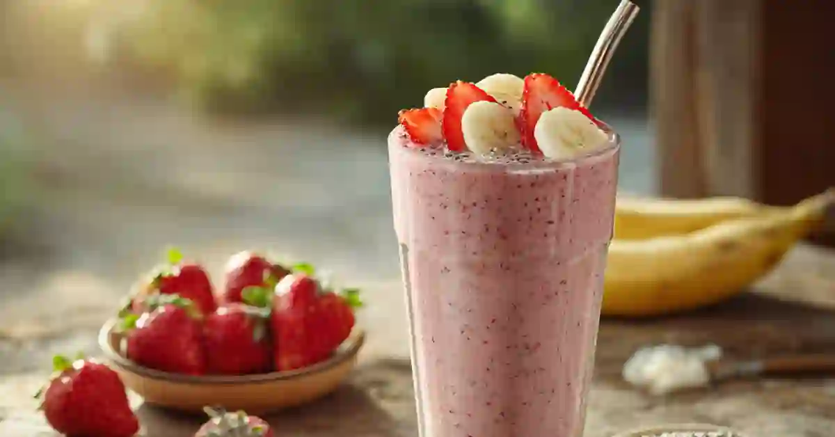 Strawberry Banana Chia Seed Smoothie | 5-Minute Protein Breakfast